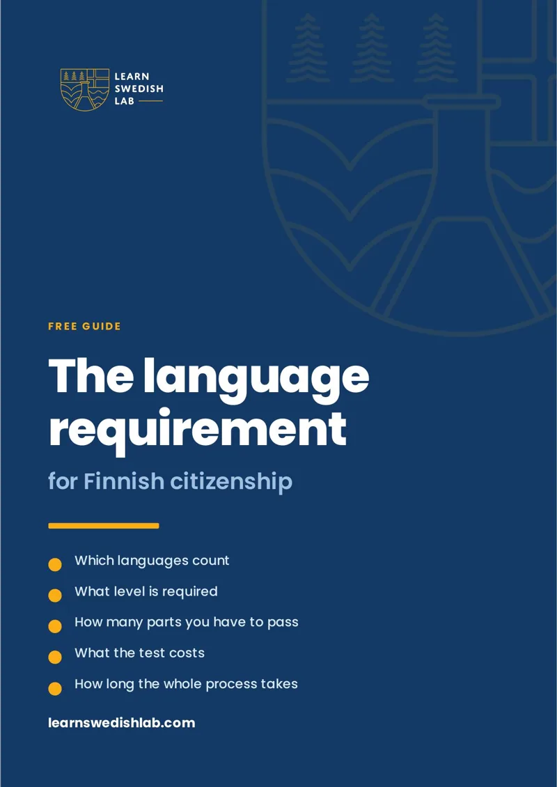 Cover of the free guide on the language requirement for Finnish citizenship